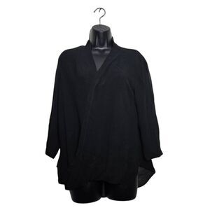 Babaton Blouse Women's Size Small 100% Silk Draped Black Semi Sheer 3/4 Sleeve